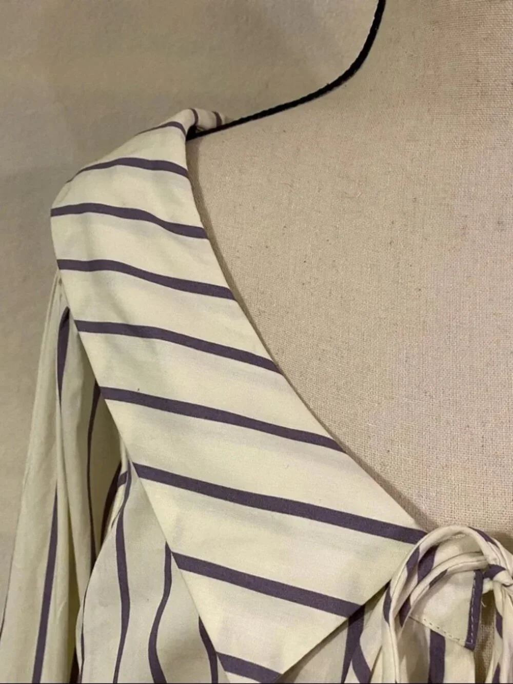NWT Free People Lookin' for A Love ivory purple striped  button up tie top